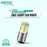 SIMTAC 360° Reflecting Tail Light LED Bulb on a light blue background